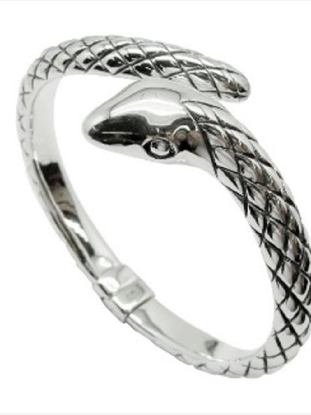 Vintage Silver Tone Hinged Serpent / Snake Cuff Bracelet⁠